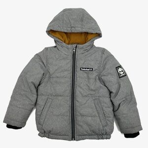 Timberland Boys Heavyweight Puffer Jacket Gray Orange Medium